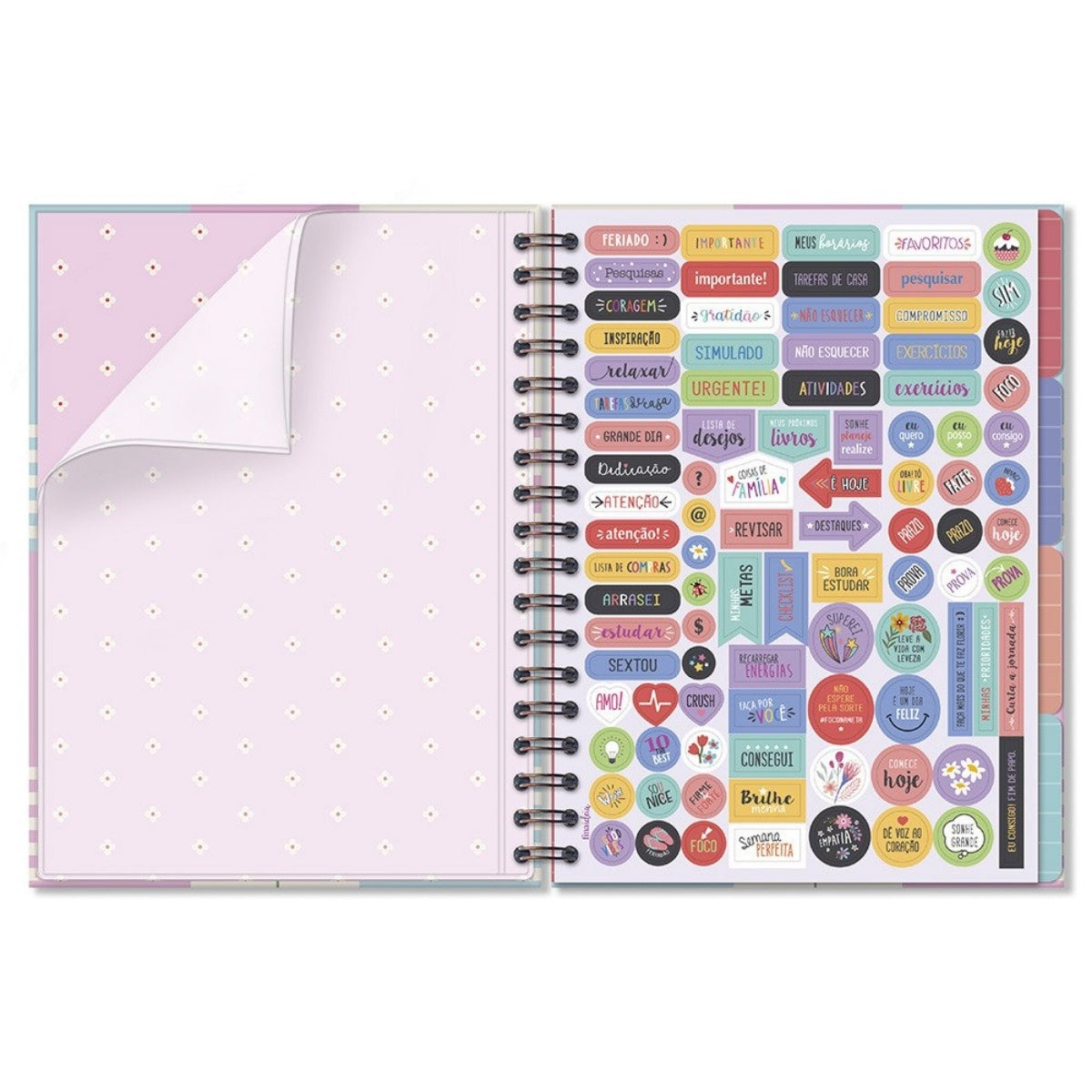 Caderno Colegial Folhas Removíveis 90g 16,5x23,2cm com 80 Folhas Floral Gráfico - Fina Ideia