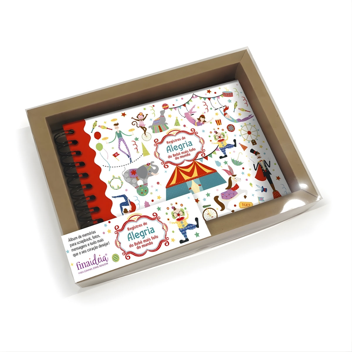 Álbum Fotos P 180g/m² 12,8x19cm com 30 Folhas Bebê Circo - Fina Ideia
