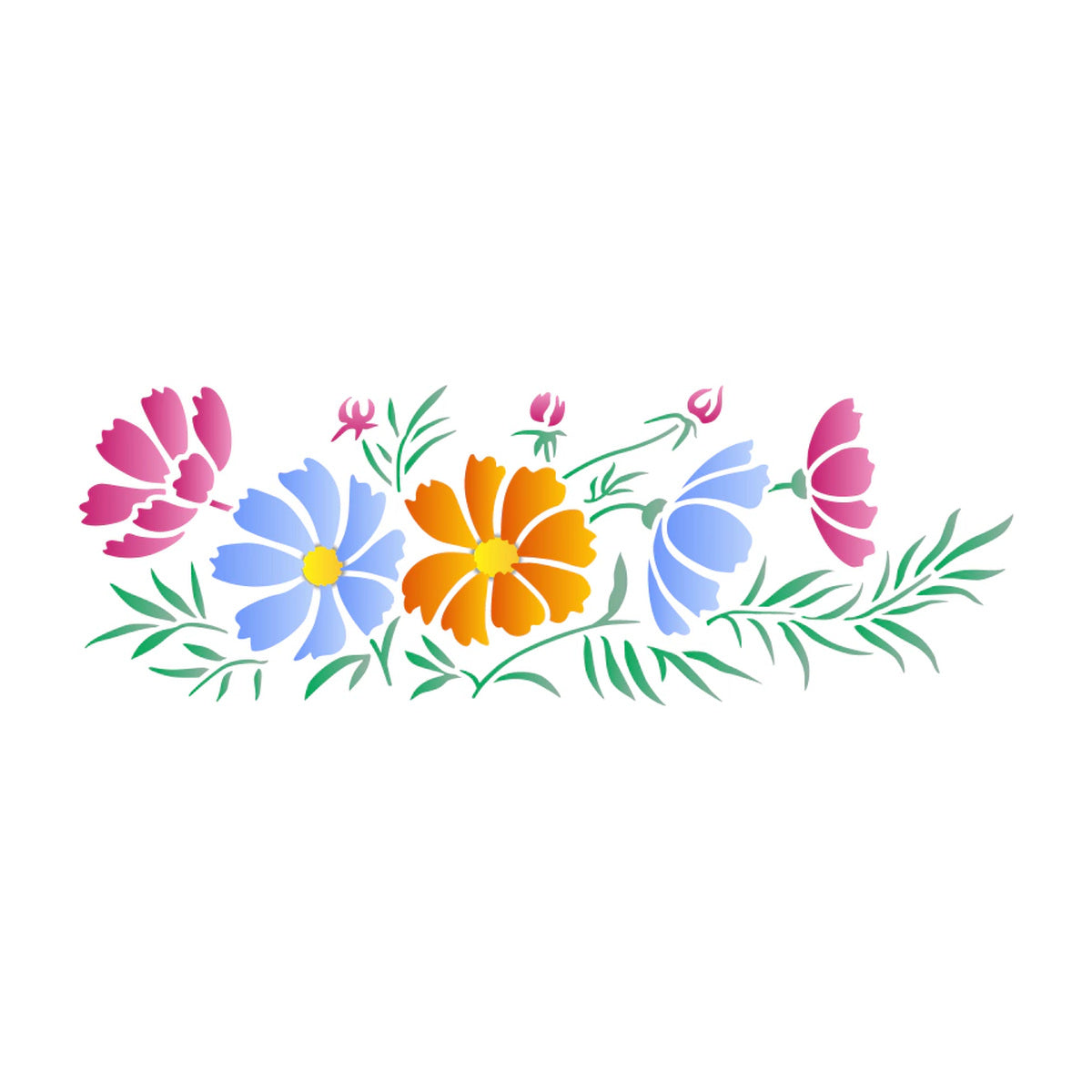 Stencil Flor de Cosmos 10x30cm para Pintura Decorativa e Artesanato 3763 - Opa
