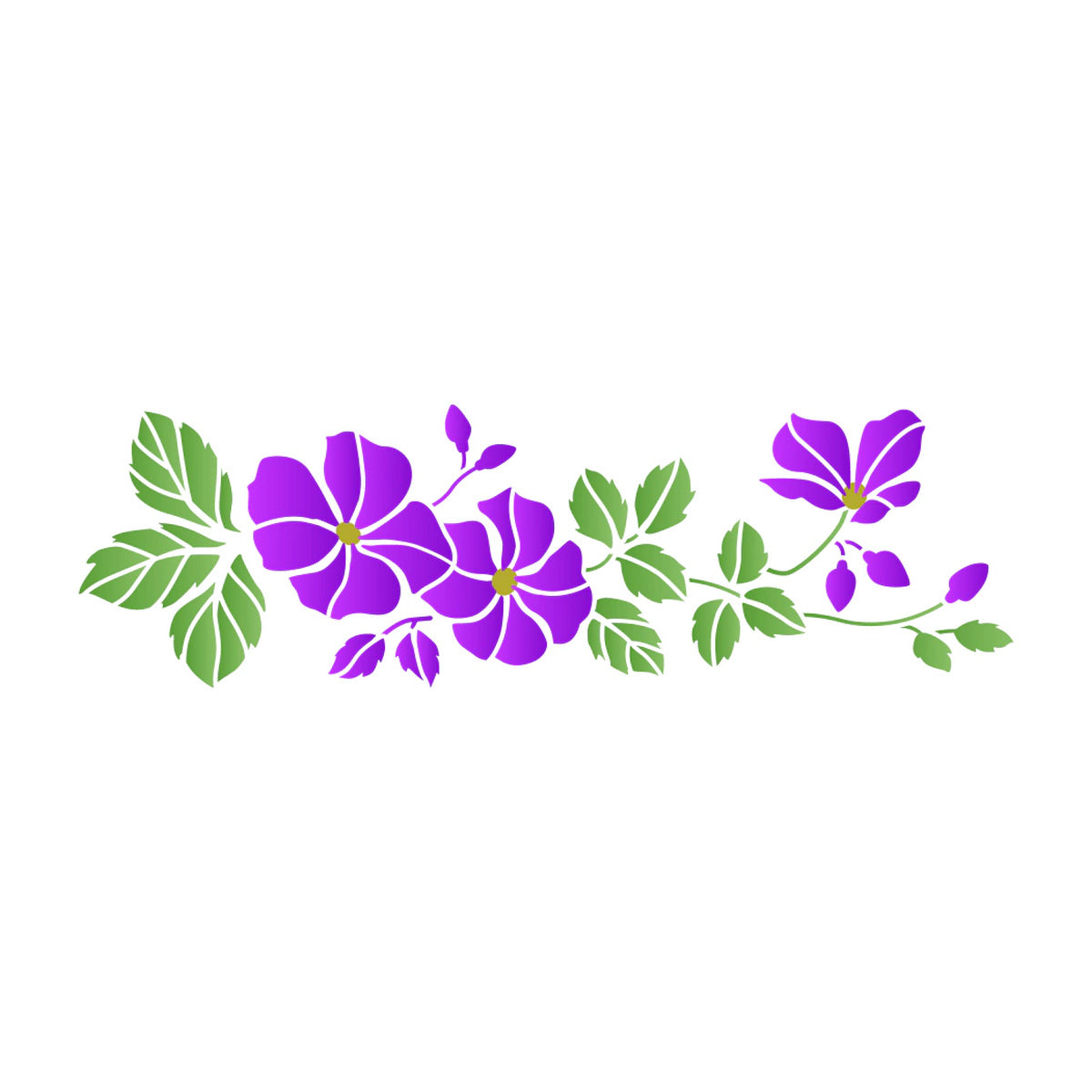 Stencil Flores Violetas 10x30cm para Pintura Decorativa e Artesanato 3765 - Opa
