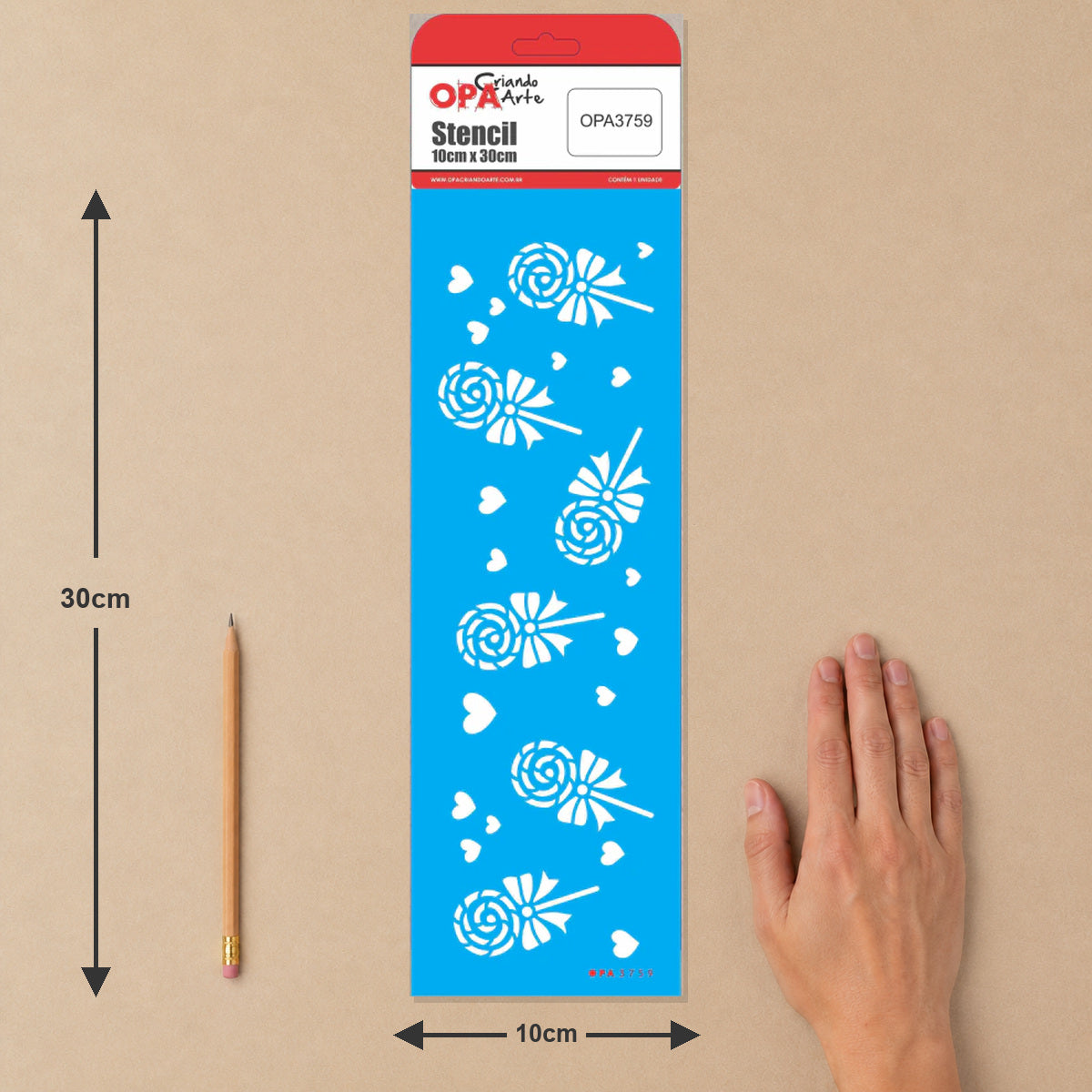 Stencil Culinária Estamparia Pirulitos 10x30cm para Pintura Decorativa e Artesanato 3759 - Opa