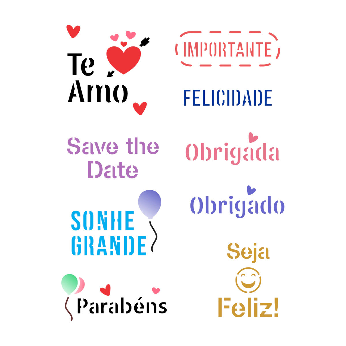 Stencil Frases Diversas 15x20cm para Pintura Decorativa e Artesanato 3773 - Opa