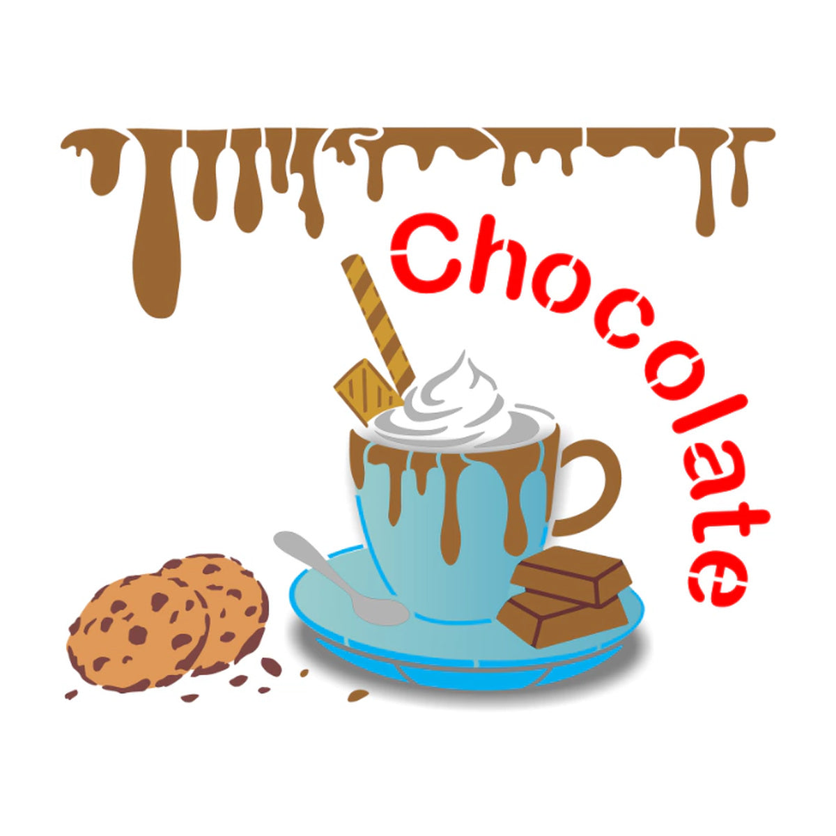 Stencil Culinária Xícara de Chocolate 20x25cm para Pintura Decorativa e Artesanato 3777 - Opa