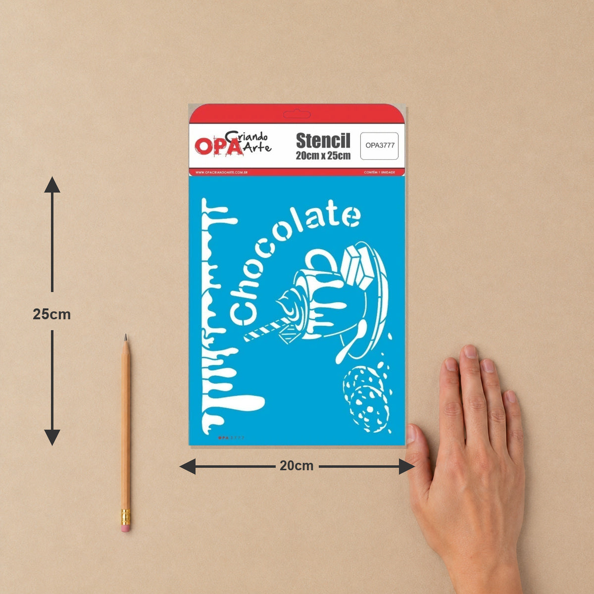 Stencil Culinária Xícara de Chocolate 20x25cm para Pintura Decorativa e Artesanato 3777 - Opa