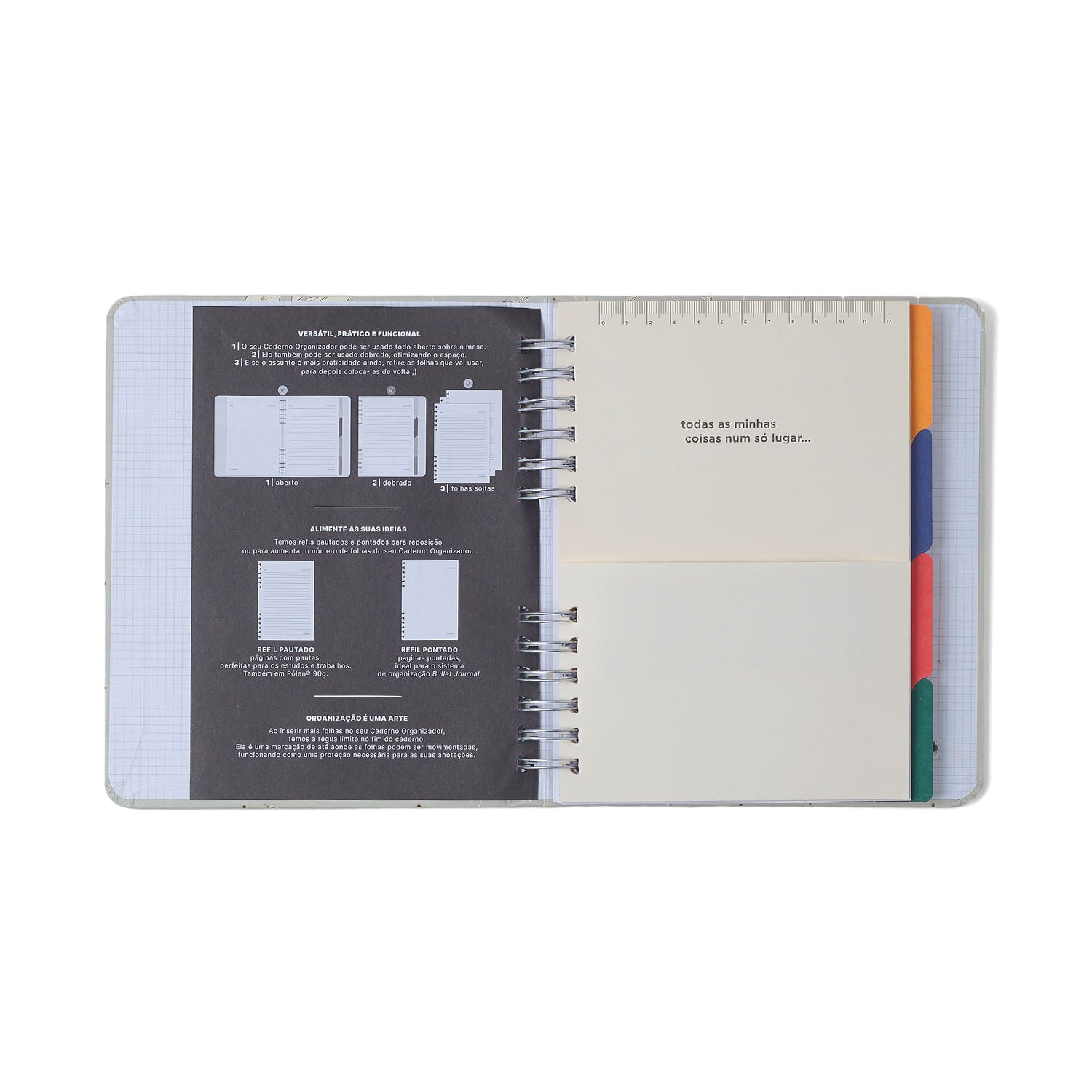 Caderno Organizador Frutare 90g/m² A5 14,8x21cm com 80 Páginas Pautado & Pontado - Limão Siciliano - Cícero