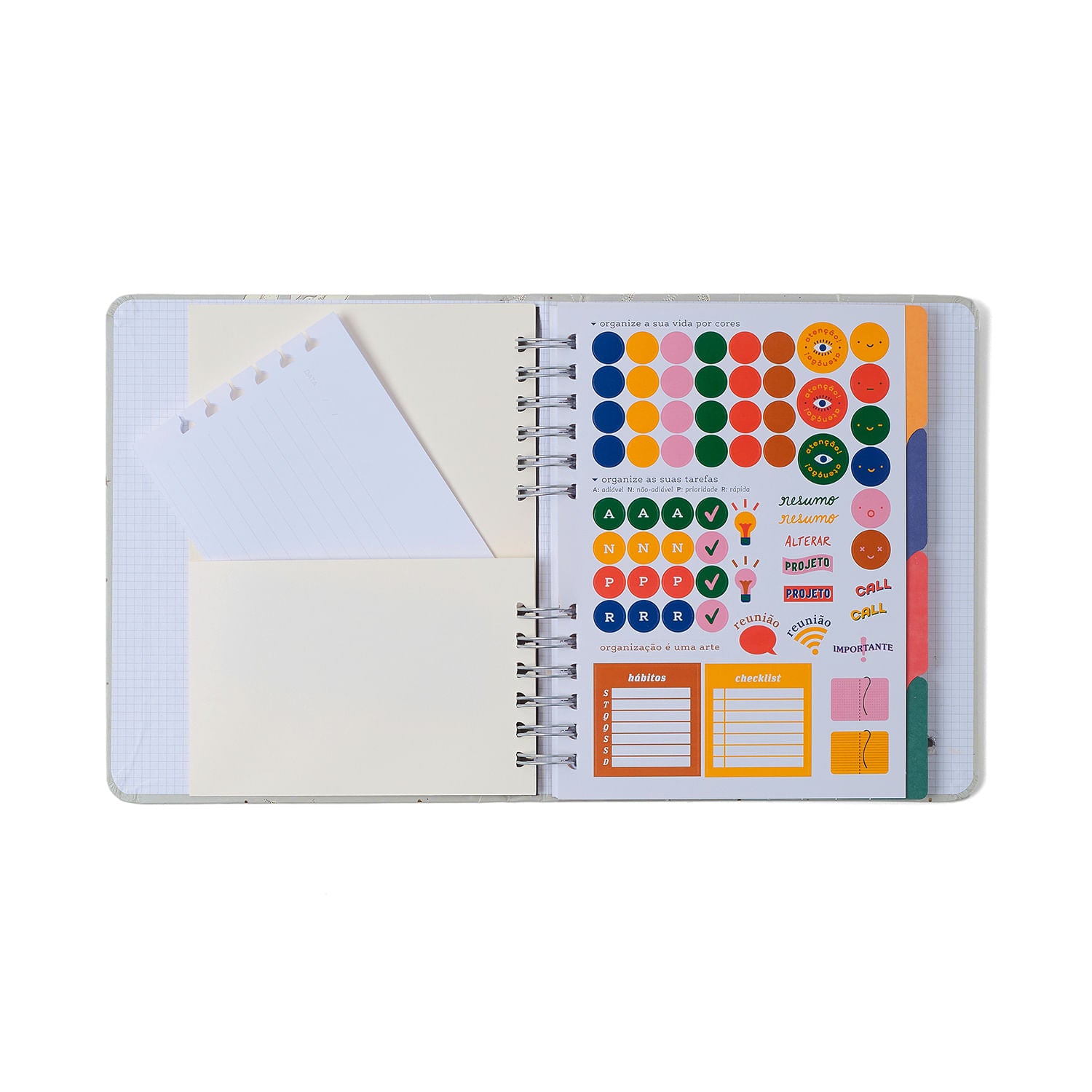Caderno Organizador Frutare 90g/m² A5 14,8x21cm com 80 Páginas Pautado & Pontado - Limão Siciliano - Cícero