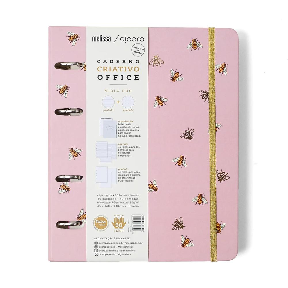 Caderno Criativo Argolado Office Duo Pautado & Pontado A5 14,8x21cm com 80 Folhas - Colmeia - Cícero