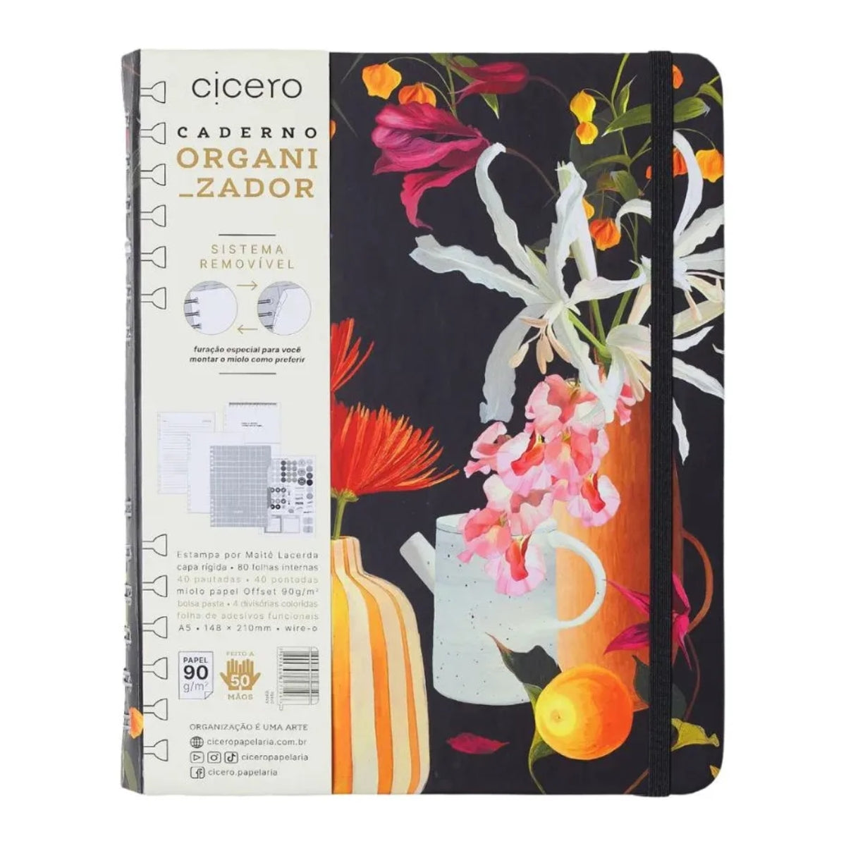 Caderno Organizador Pautado & Pontado A5 14,8x21cm - Ateliê Preto - Cícero