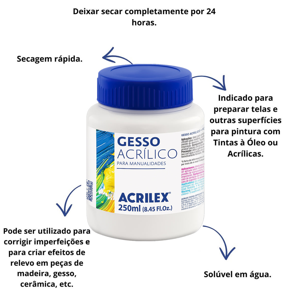 Gesso Acrilico Acrilex Branco 250ml - 13325