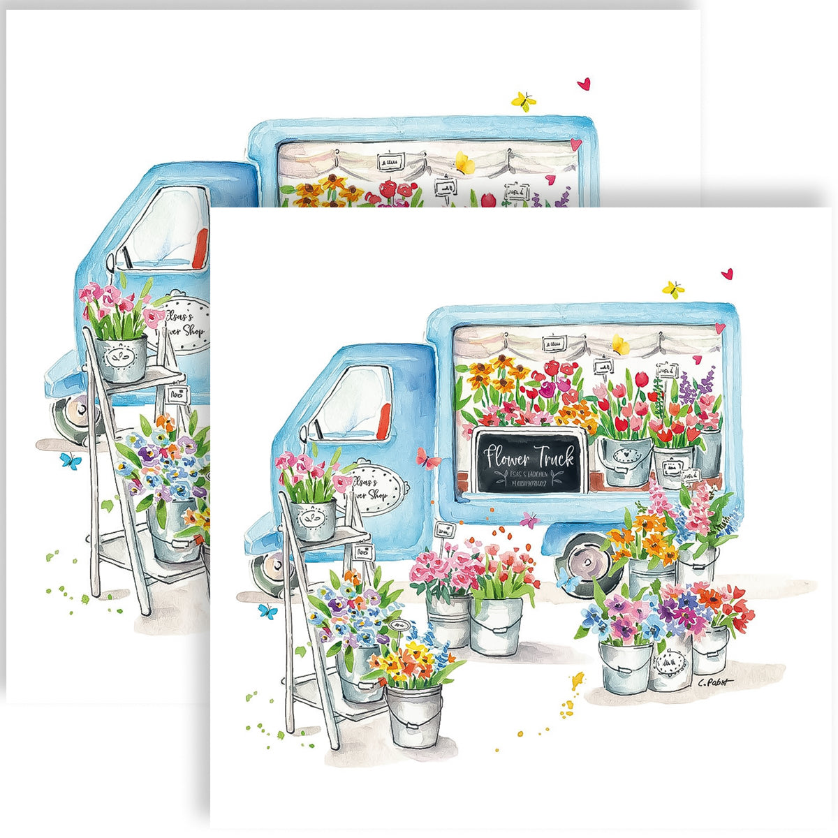 Guardanapo para Decoupage Ppd 33x33cm com 2 Unidades - Caminhão de Flores