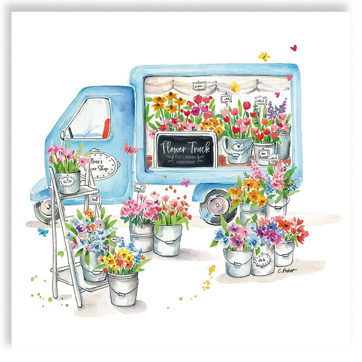 Guardanapo para Decoupage Ppd 33x33cm com 2 Unidades - Caminhão de Flores