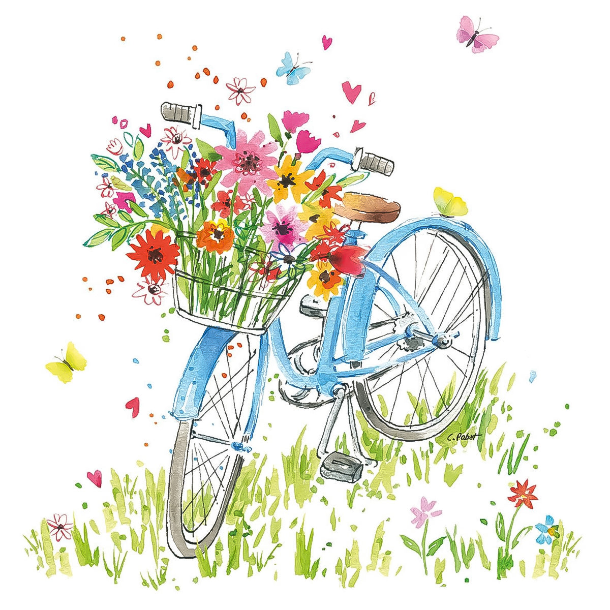 Guardanapo para Decoupage Ppd 33x33cm com 20 Unidades - Bicicleta de Flores