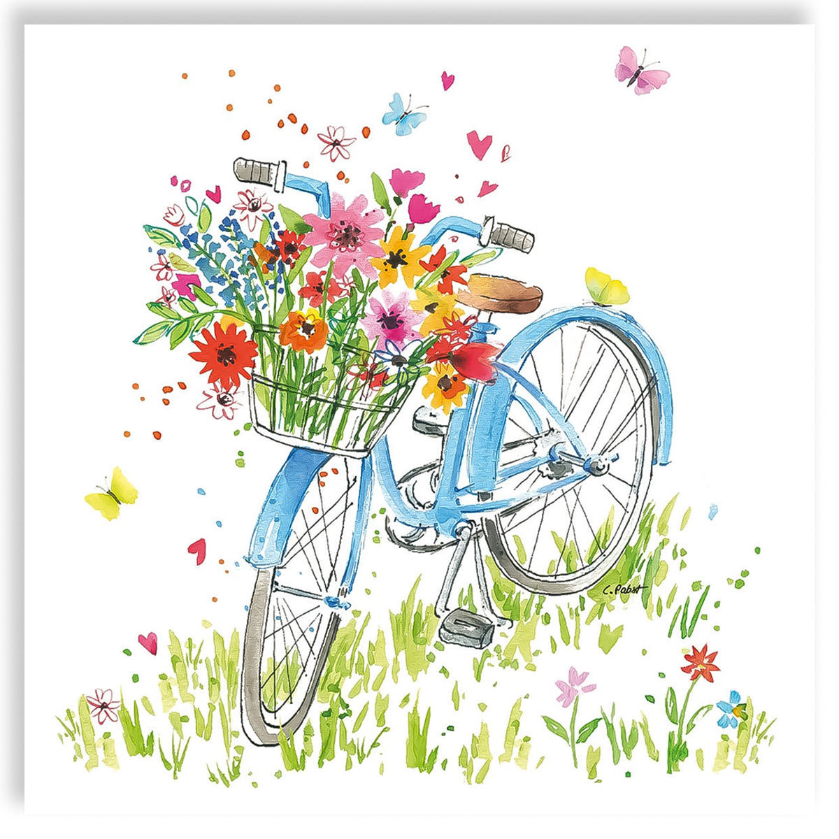 Guardanapo para Decoupage Ppd 33x33cm com 2 Unidades - Bicicleta de Flores