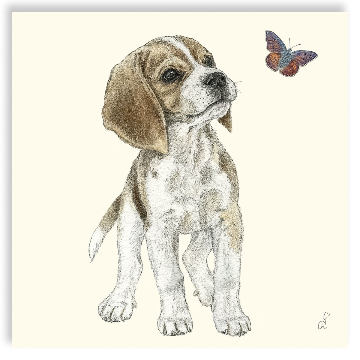 Guardanapo para Decoupage Ppd 33x33cm com 20 Unidades - Cachorro & Borboleta