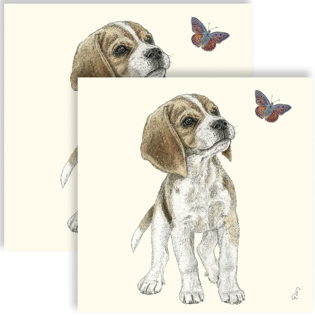 Guardanapo para Decoupage Ppd 33x33cm com 2 Unidades - Cachorro & Borboleta