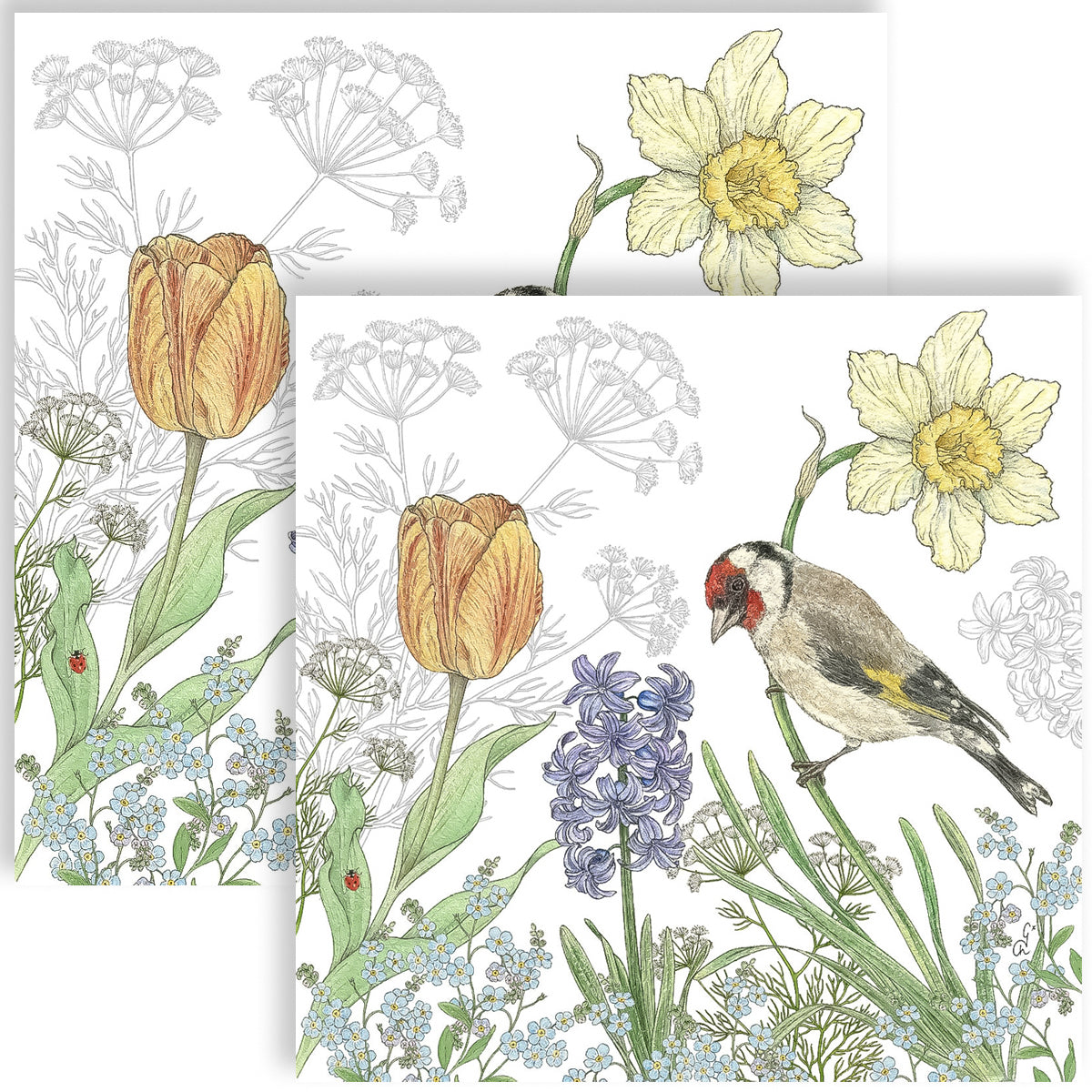 Guardanapo para Decoupage Ppd 33x33cm com 20 Unidades - Primavera com Flores 