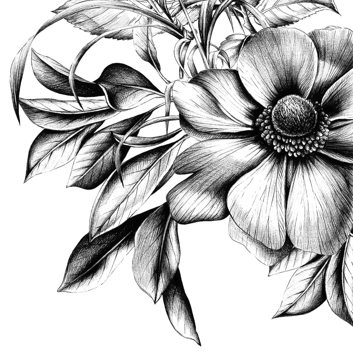 Guardanapo para Decoupage Ppd 33x33cm com 20 Unidades - Flores Preto e Branco