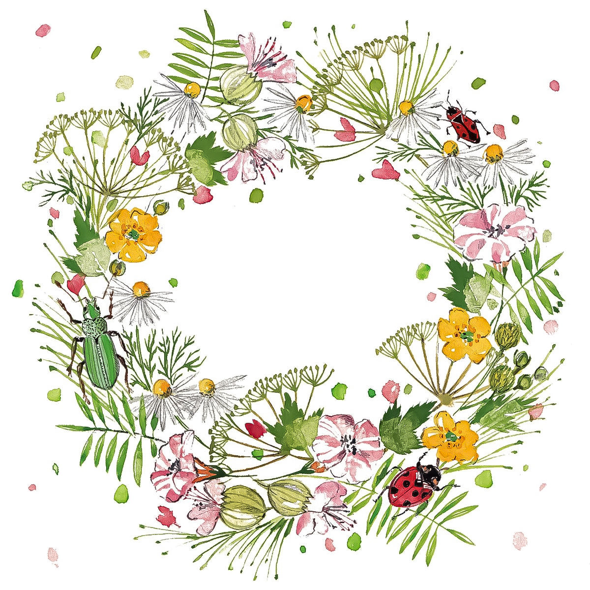 Guardanapo para Decoupage Ppd 33x33cm com 2 Unidades - Guirlanda de Flores Selvagens 