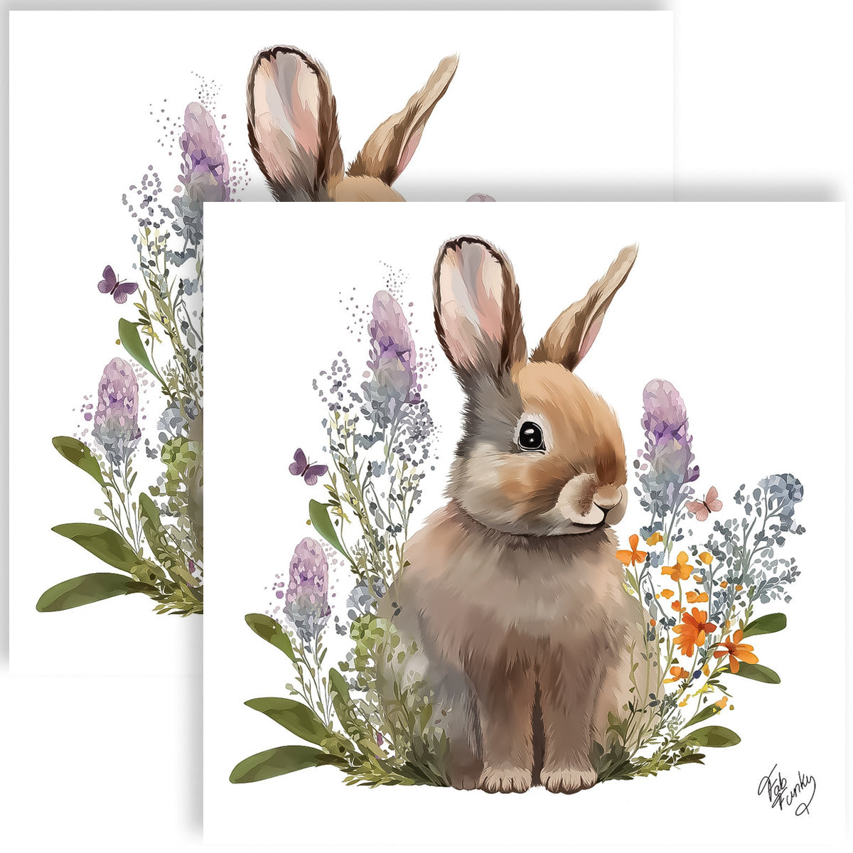 Guardanapo para Decoupage Ppd 33x33cm com 20 Unidades - Coelho Bela