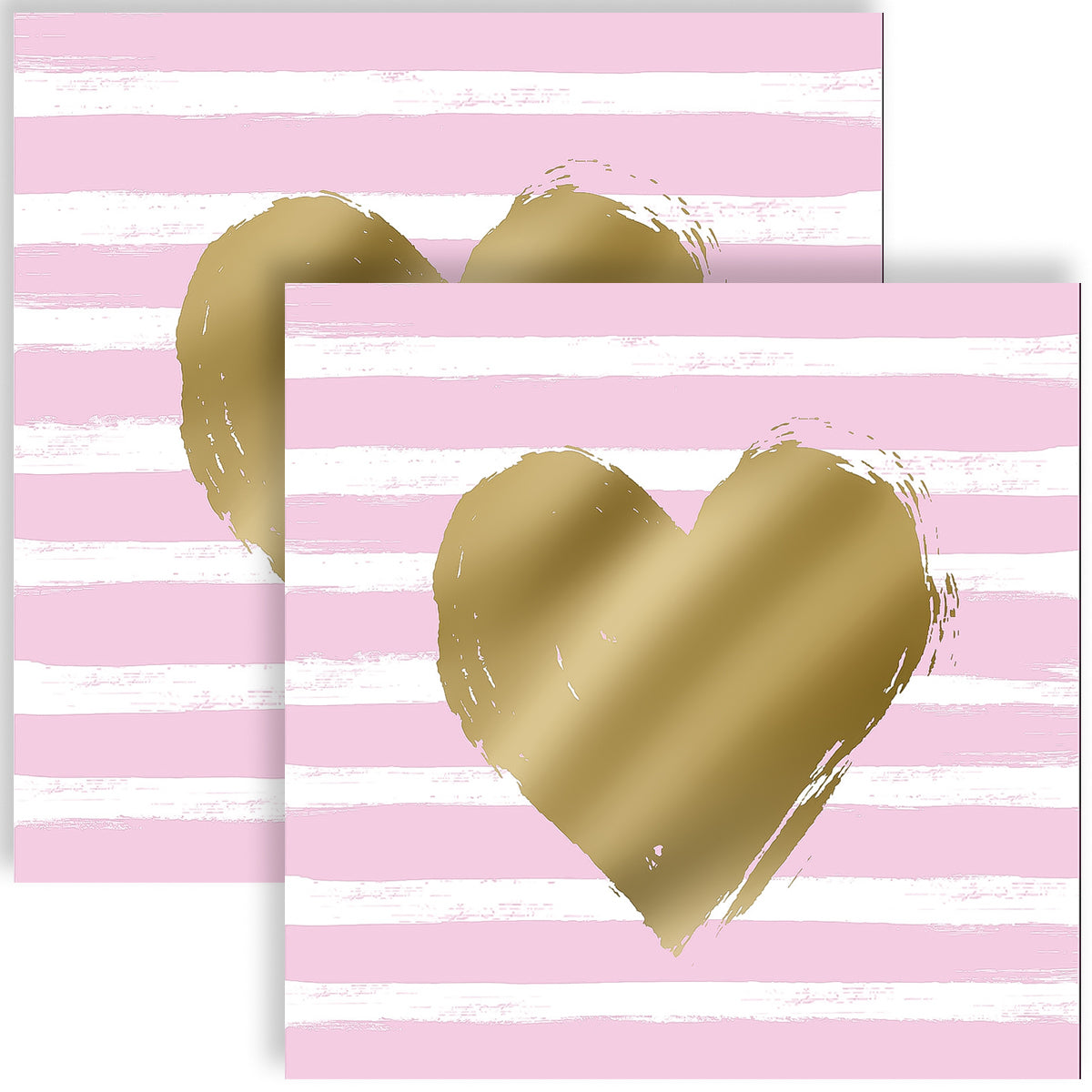 Guardanapo para Decoupage Ppd 33x33cm com 2 Unidades - Coracão e Listras Rosas