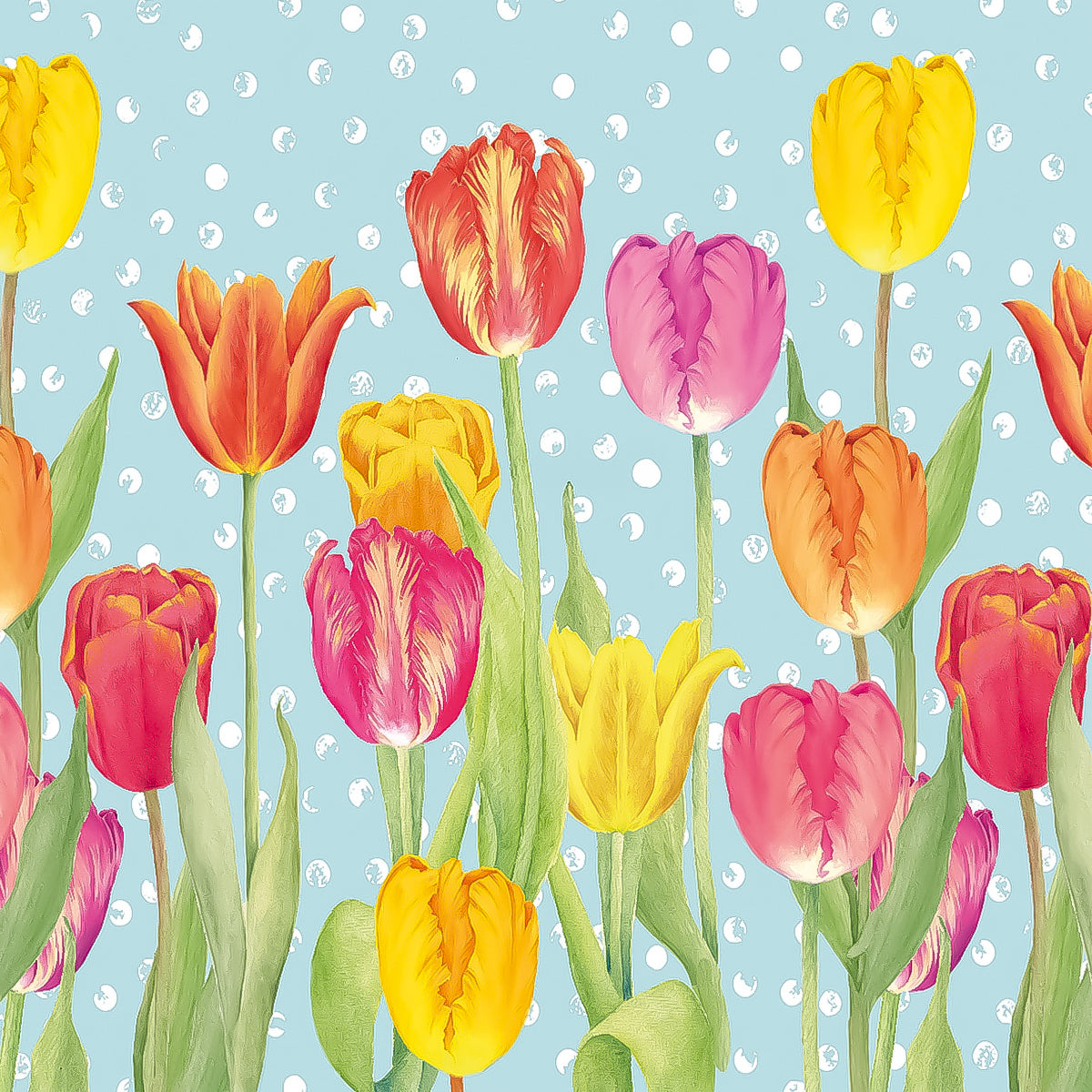 Guardanapo para Decoupage Ppd 33x33cm com 20 Unidades - Tulipas Felizes
