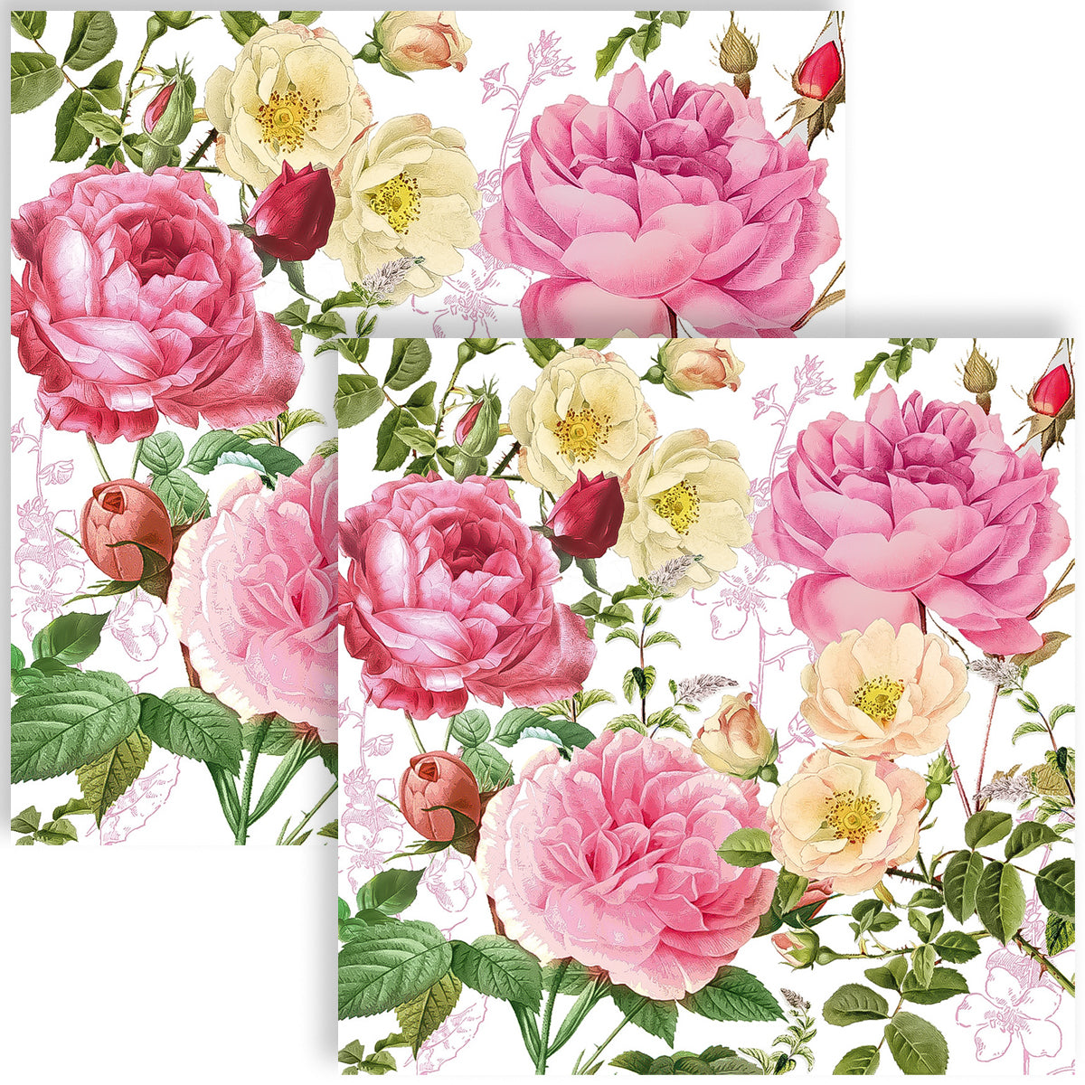 Guardanapo para Decoupage Ppd 33x33cm com 20 Unidades - Flores Vintage