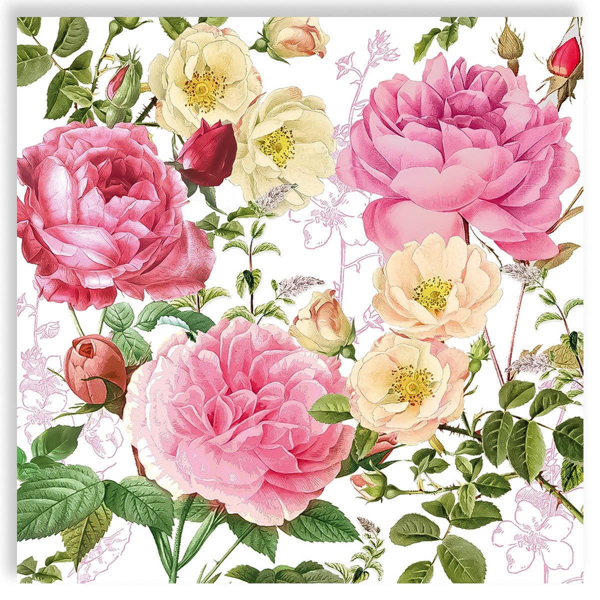 Guardanapo para Decoupage Ppd 33x33cm com 2 Unidades - Flores Vintage