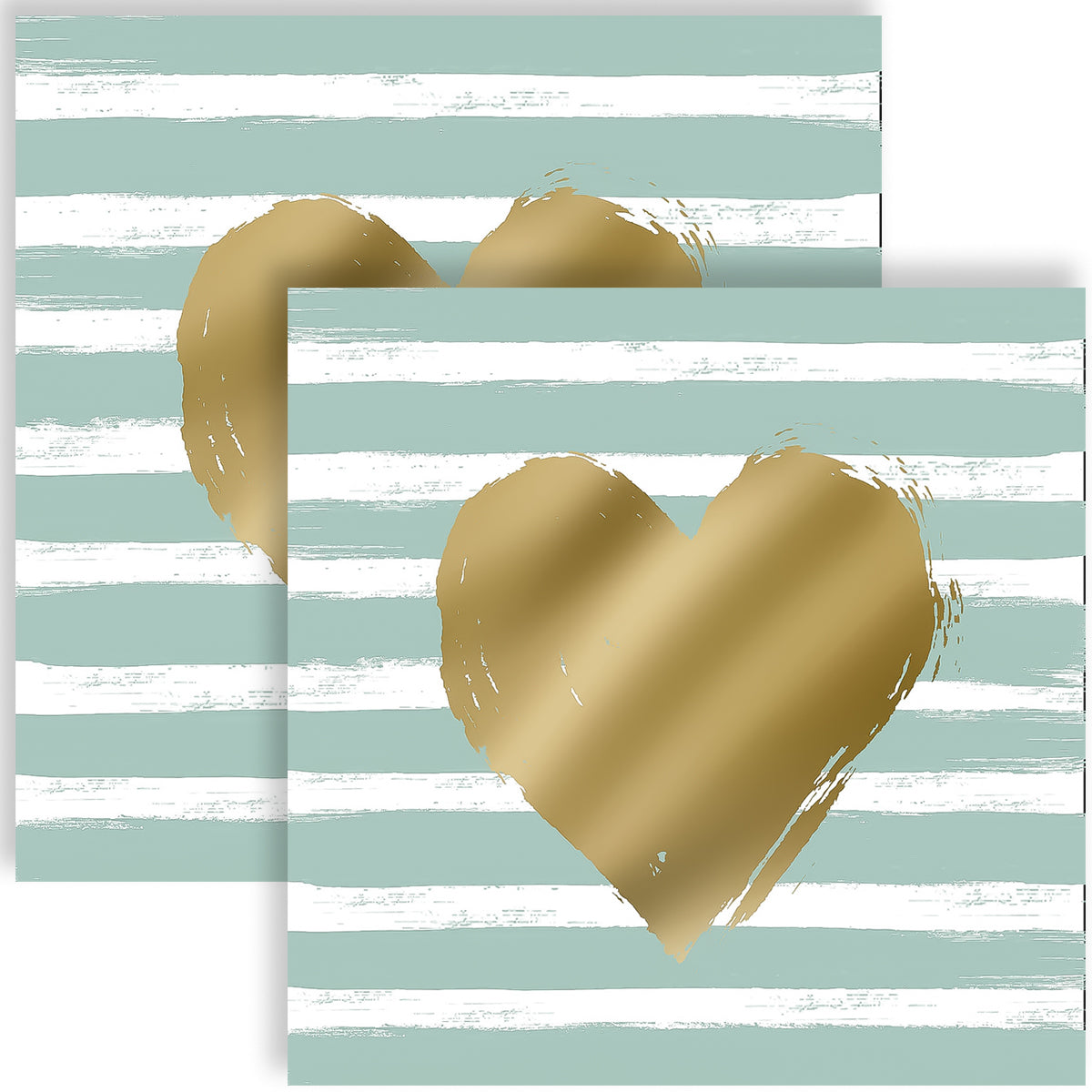 Guardanapo para Decoupage Ppd 33x33cm com 2 Unidades - Coração & Listras Verde