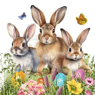 Guardanapo para Decoupage Ppd 33x33cm com 2 Unidades - Familias de Coelho Pascoa