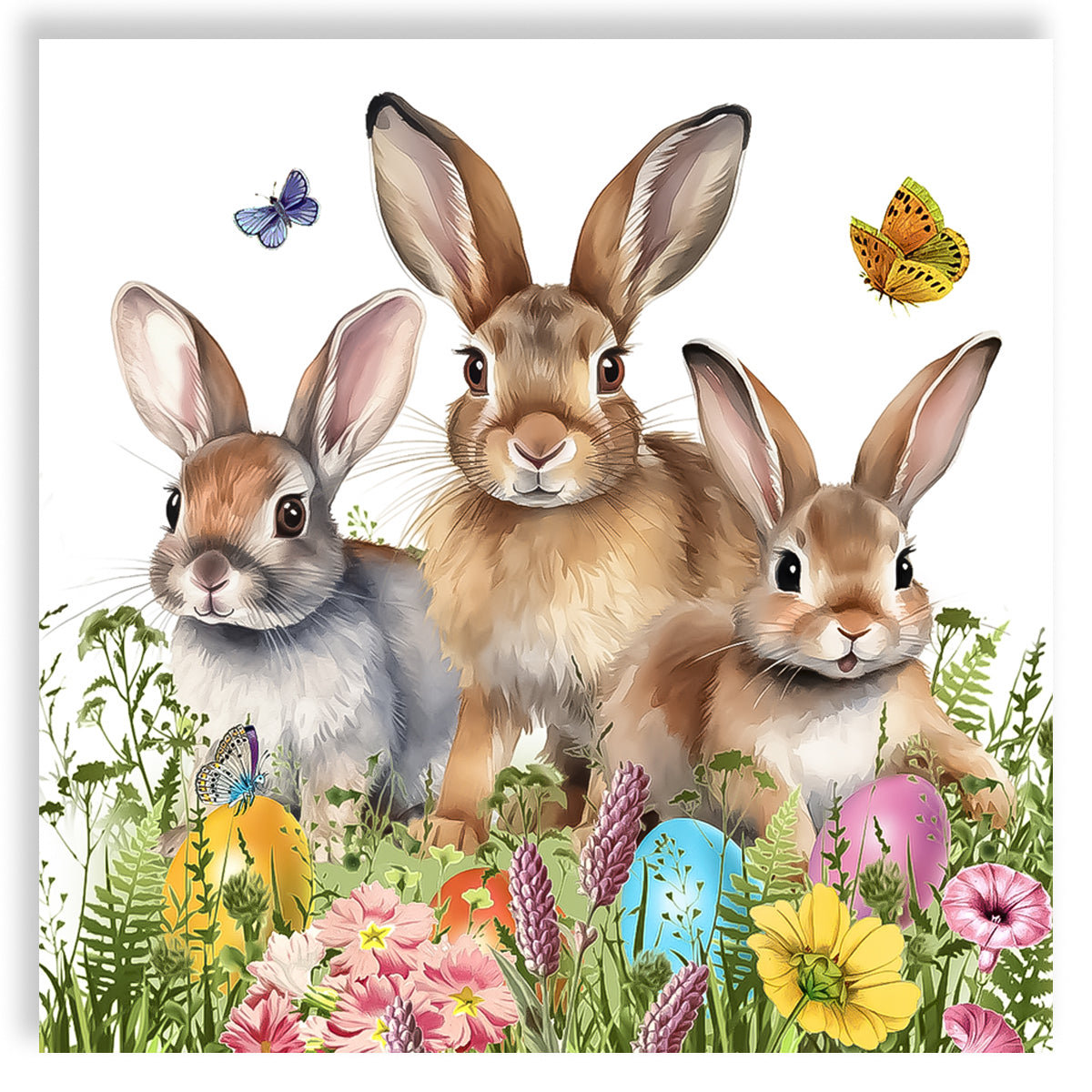 Guardanapo para Decoupage Ppd 33x33cm com 2 Unidades - Familias de Coelho Pascoa