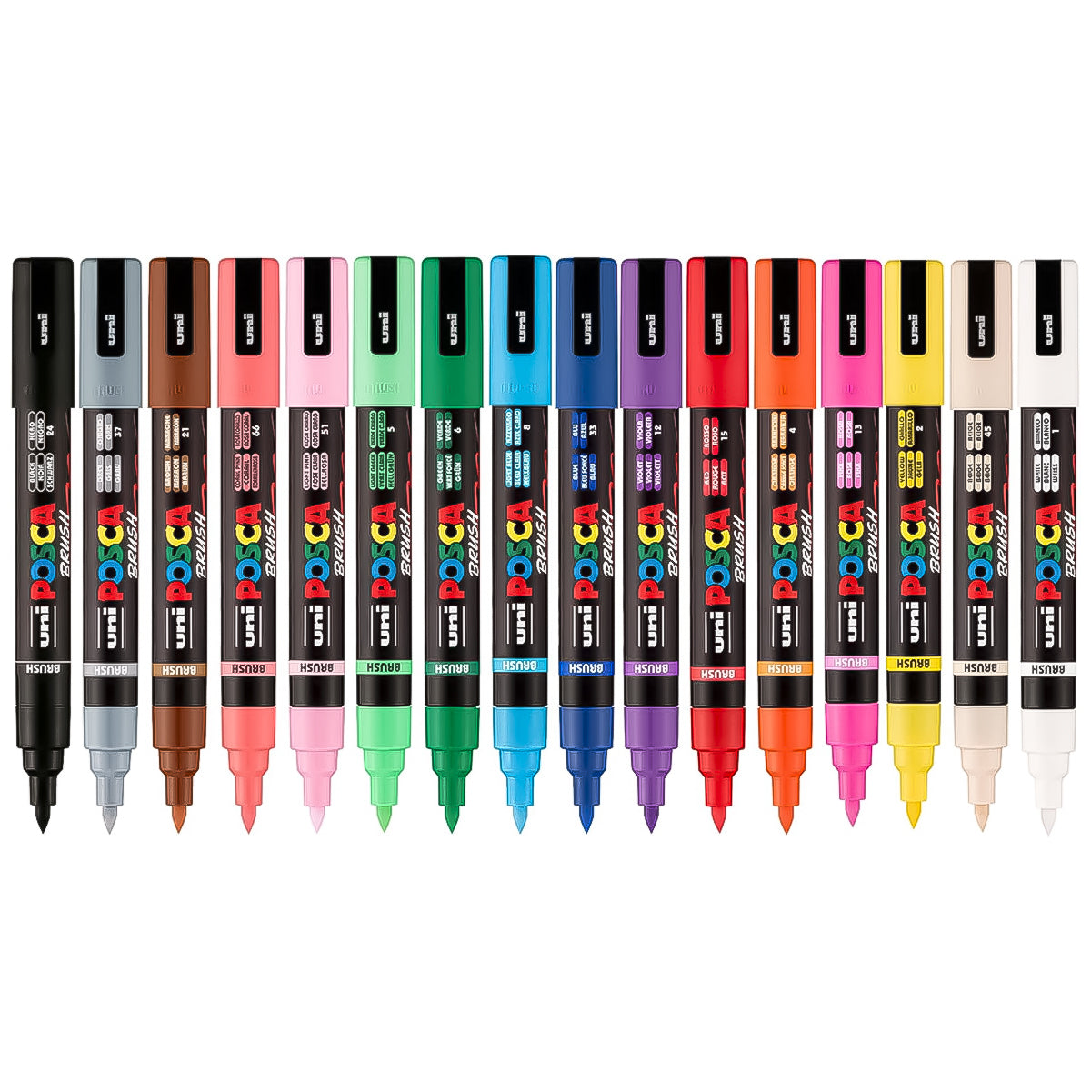 Estojo de Caneta Posca Uniball Pc-5br Ponta Brush 1.0/4.0Mm com 16 Cores