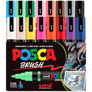 Estojo de Caneta Posca Uniball Pc-5br Ponta Brush 1.0/4.0Mm com 16 Cores