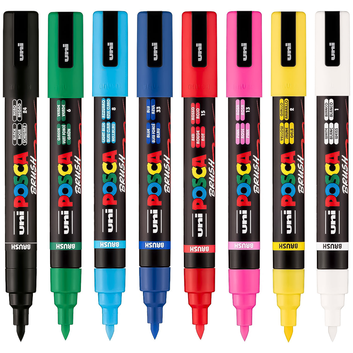 Estojo de Caneta Posca Uniball Pc-5br Ponta Brush 1.0/4.0Mm com 08 Cores