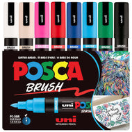 Estojo de Caneta Posca Uniball Pc-5br Ponta Brush 1.0/4.0Mm com 08 Cores