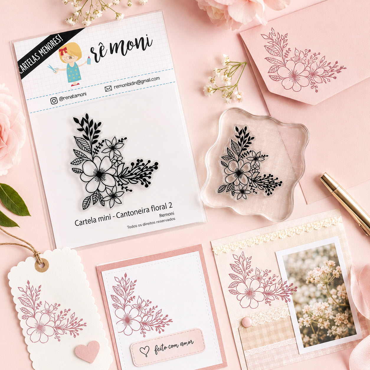 Mini Carimbo Cantoneira Floral 2 Scrapbook - Lilipop