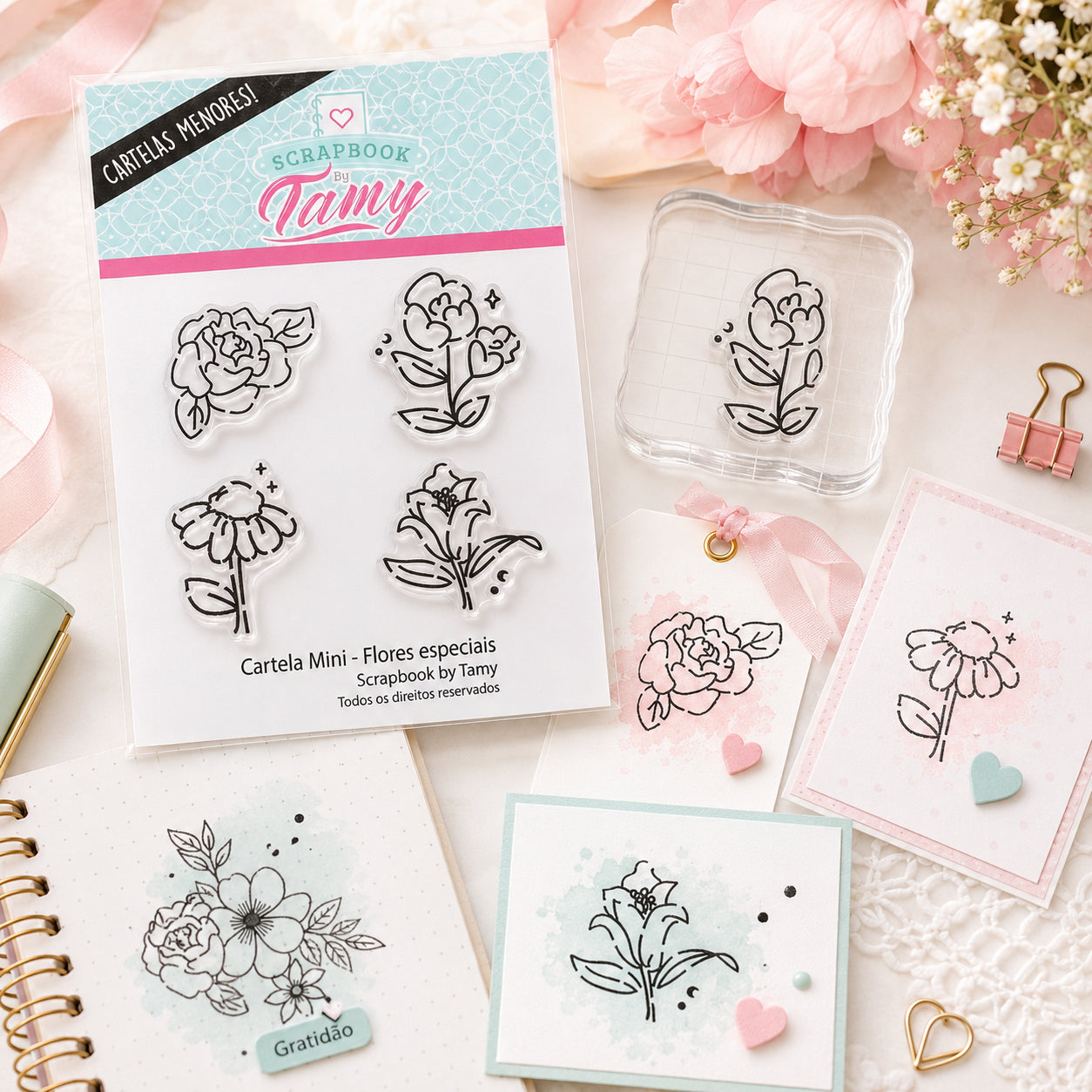 Mini Carimbo Flores Especiais 3 Scrapbook - Lilipop