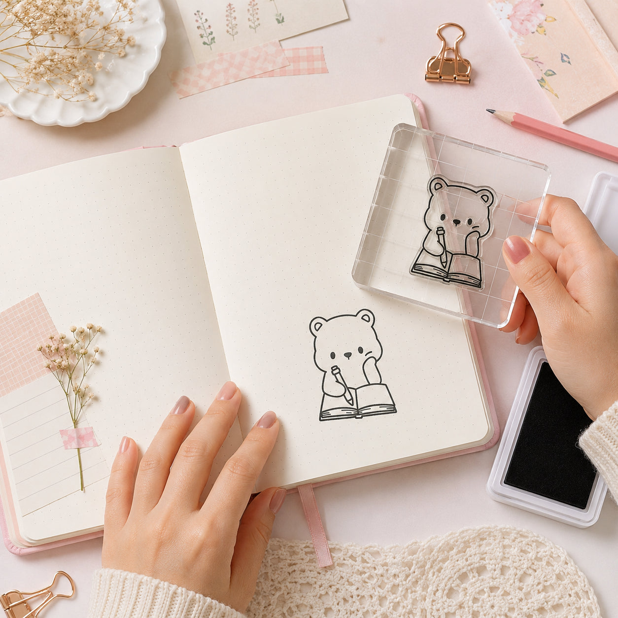 Mini Carimbo Ursinho Journaling Scrapbook - Lilipop