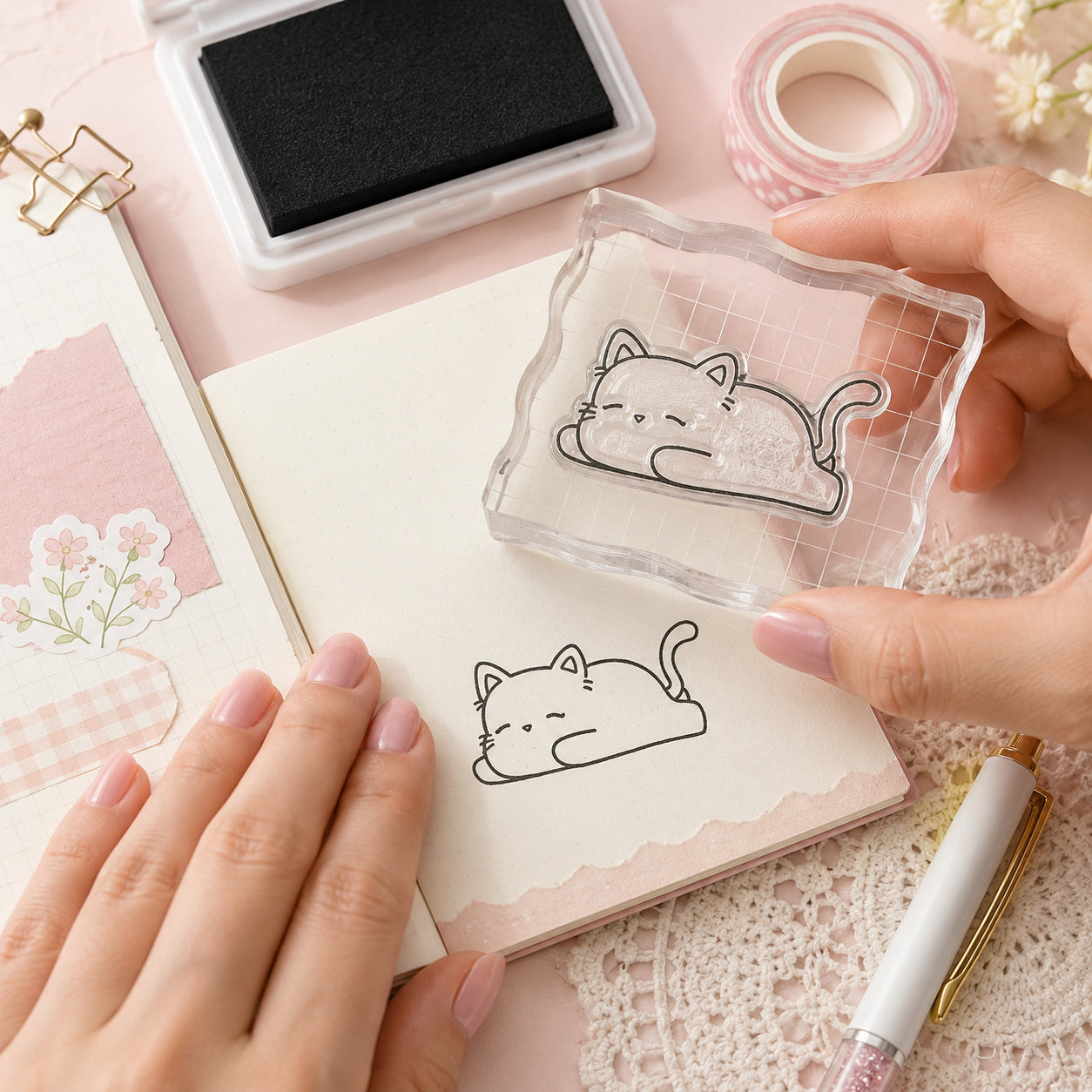 Mini Carimbo Gatinho Dormindo Scrapbook - Lilipop