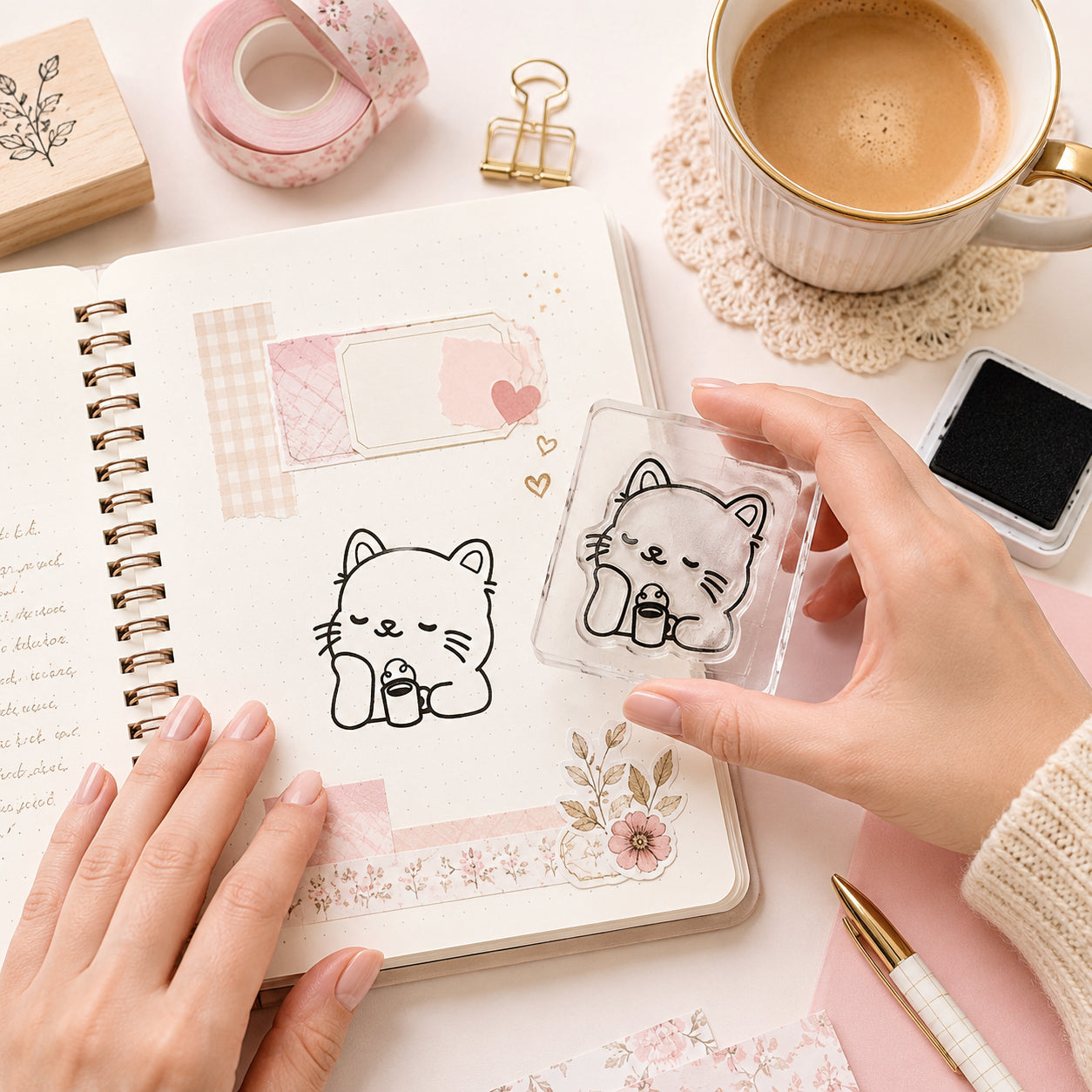 Mini Carimbo Gatinho Relaxando Scrapbook - Lilipop