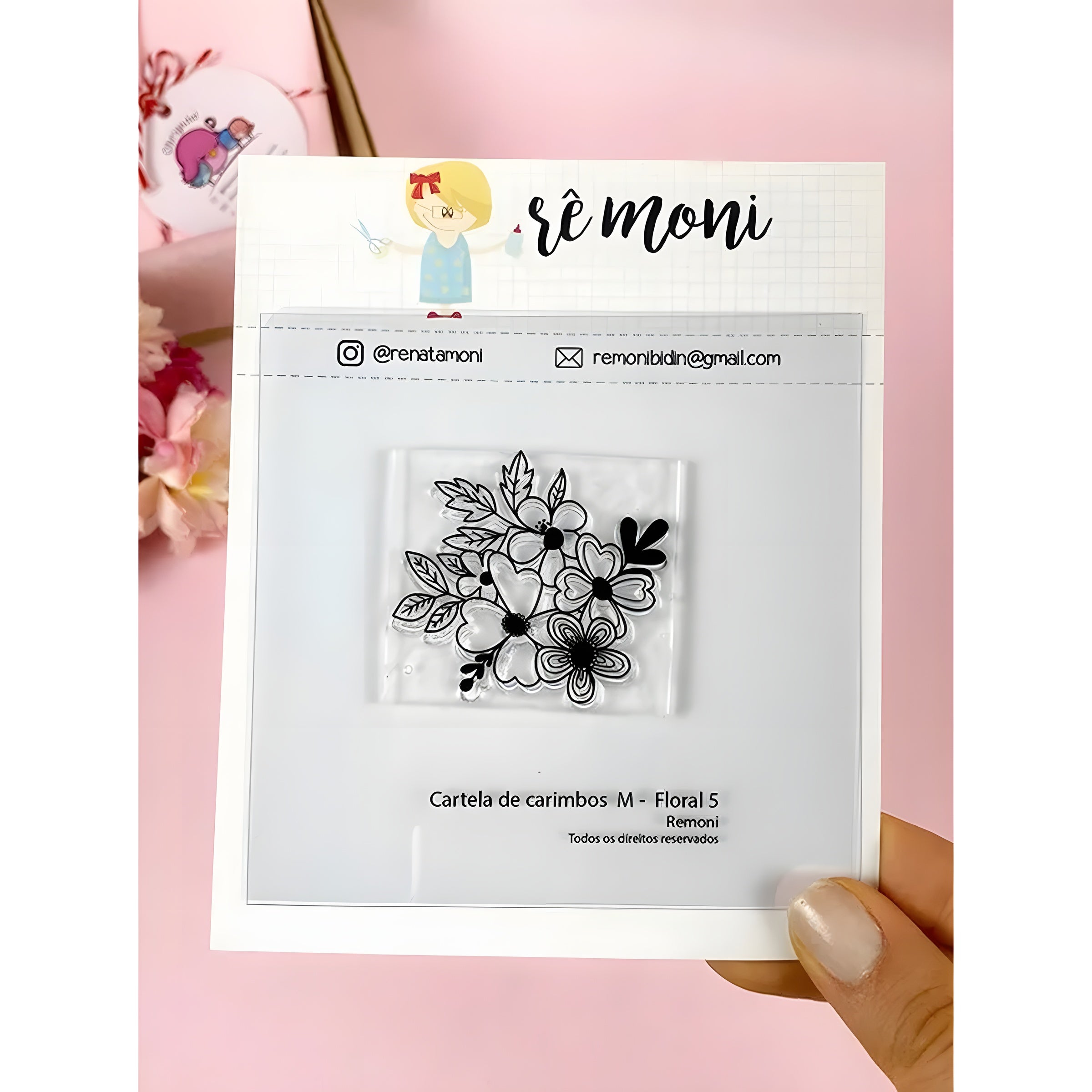 Kit Carimbos Decorativos M Floral 5 Scrapbook - Lilipop