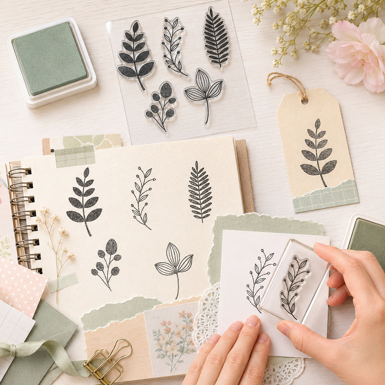 Kit Carimbos Decorativos G Folhagem 2 Scrapbook - Lilipop