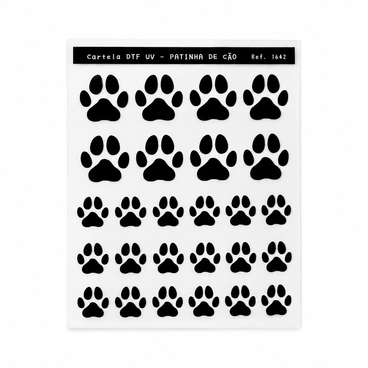 Cartela de Adesivo Dtf Uv Patinha de Cão para Artesanato e Personalização - Lilipop