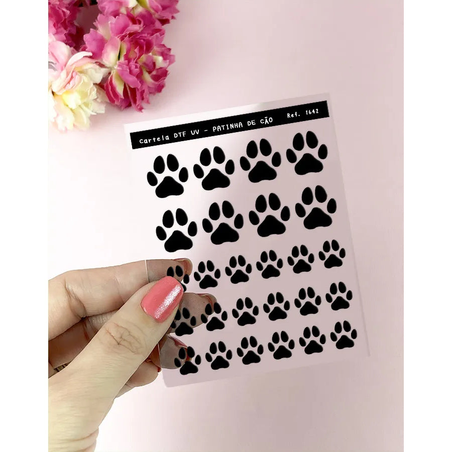 Cartela de Adesivo Dtf Uv Patinha de Cão para Artesanato e Personalização - Lilipop