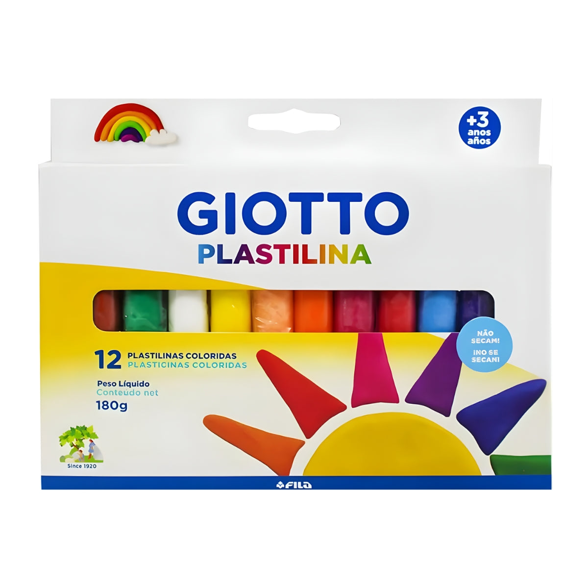 Estojo Massinha de Modelar Plastilina 180g com 12 Cores - Giotto