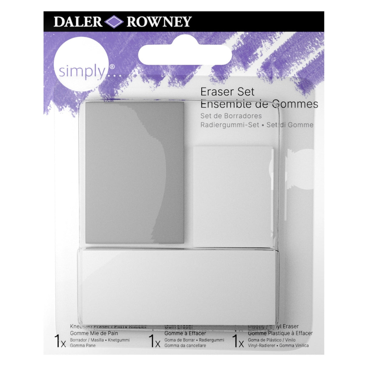 Estojo de Borracha Simply com 3 Peças - Daler & Rowney