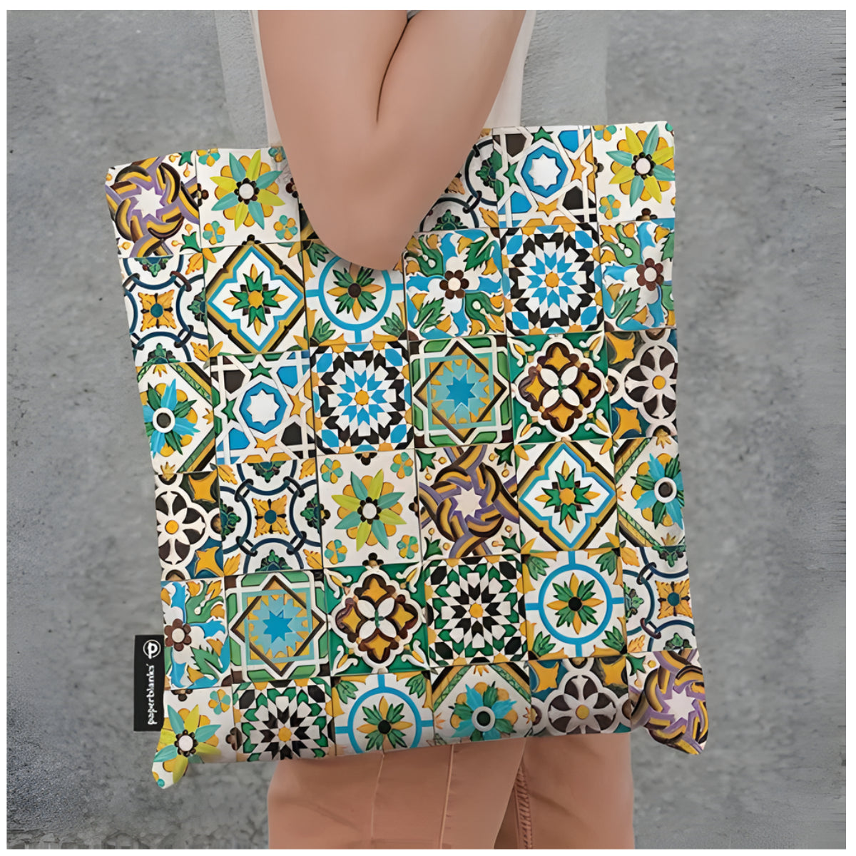 Bolsa Canvas Bag Paperblanks Porto 38x38cm em Algodão com Bolso Interno