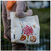 Bolsa Canvas Bag Paperblanks Pink Carnation 38x38cm em Algodão com Bolso Interno