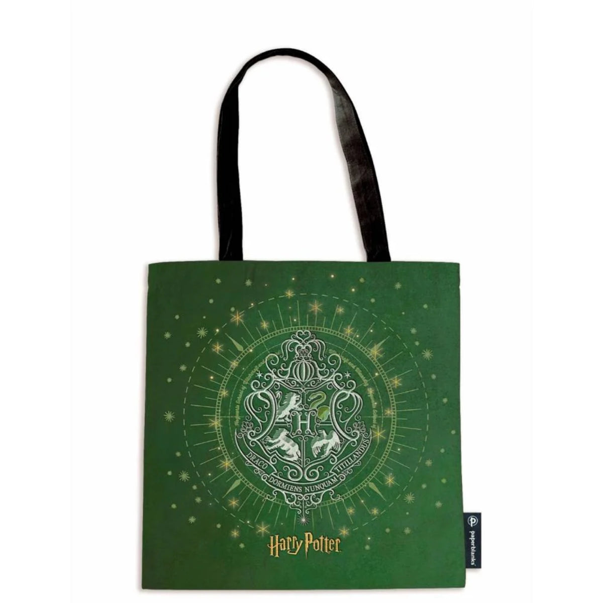 Bolsa Canvas Bag Paperblanks Slytherin Harry Potter 38x38cm em Algodão com Bolso Interno