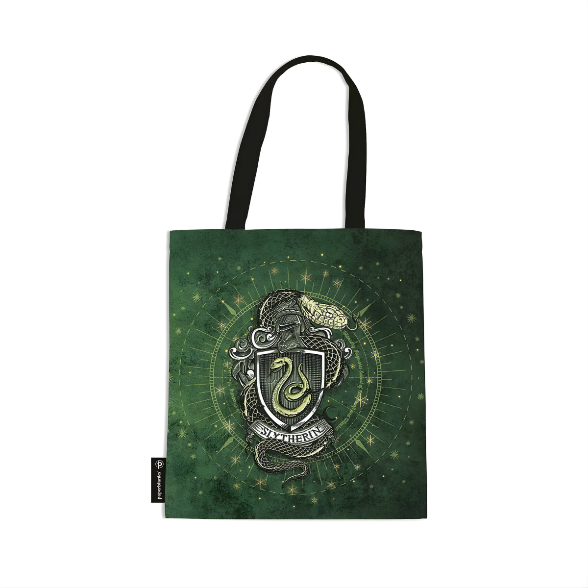 Bolsa Canvas Bag Paperblanks Slytherin Harry Potter 38x38cm em Algodão com Bolso Interno
