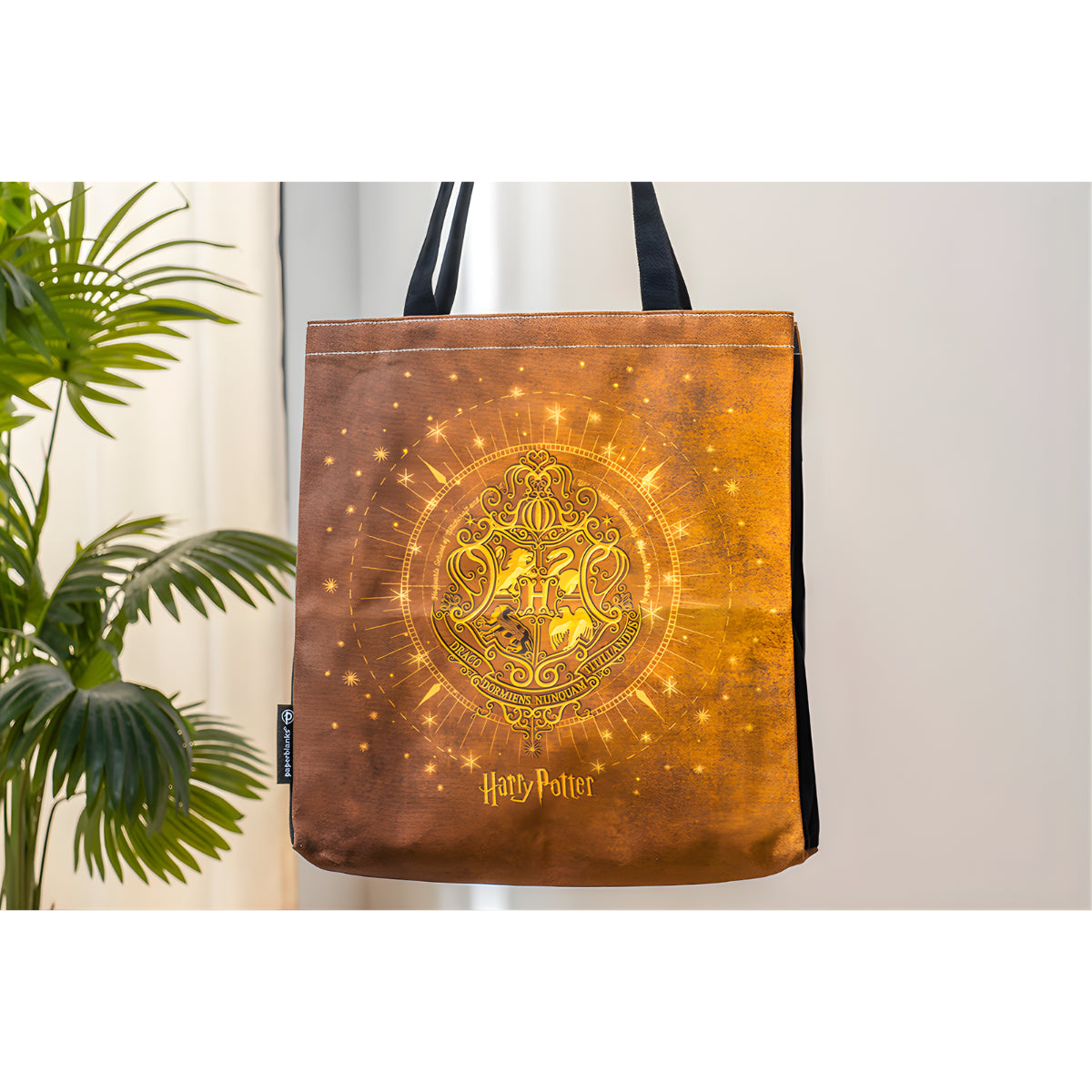 Bolsa Canvas Bag Paperblanks Hufflepuff Harry Potter 38x38cm em Algodão com Bolso Interno